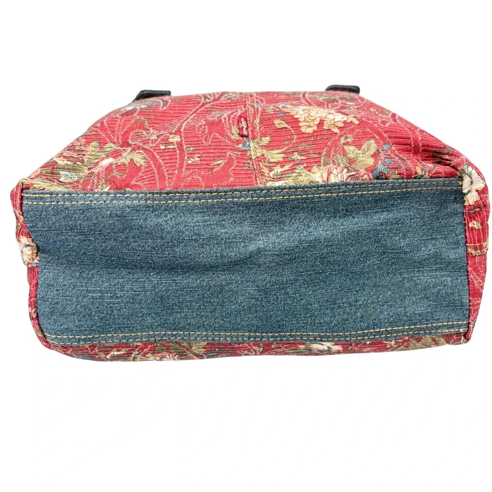 Levis Tote Bag Womens Red Floral Heritage Denim Trim Vintage Y2K‎ Aesthetic